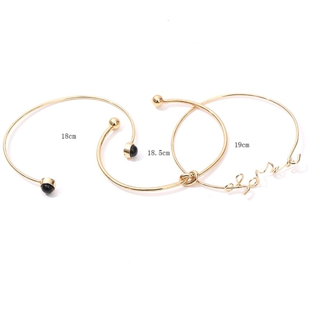 *PARTHENIA* 3-Pc Gold Love x Black Gem Bracelet Set - Picture 5 of 5